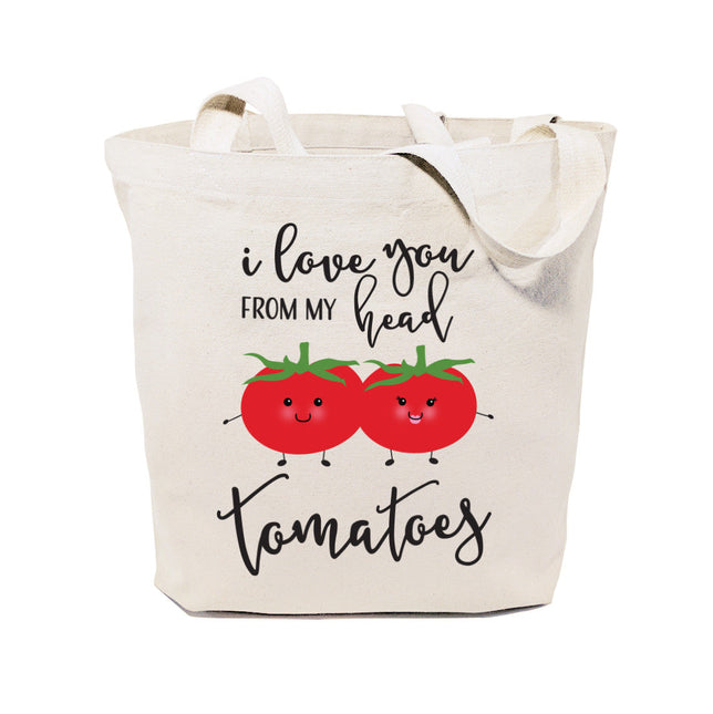 I Love You From My Head Tomatoes Cotton Canvas Tote Bag by The Cotton & Canvas Co.