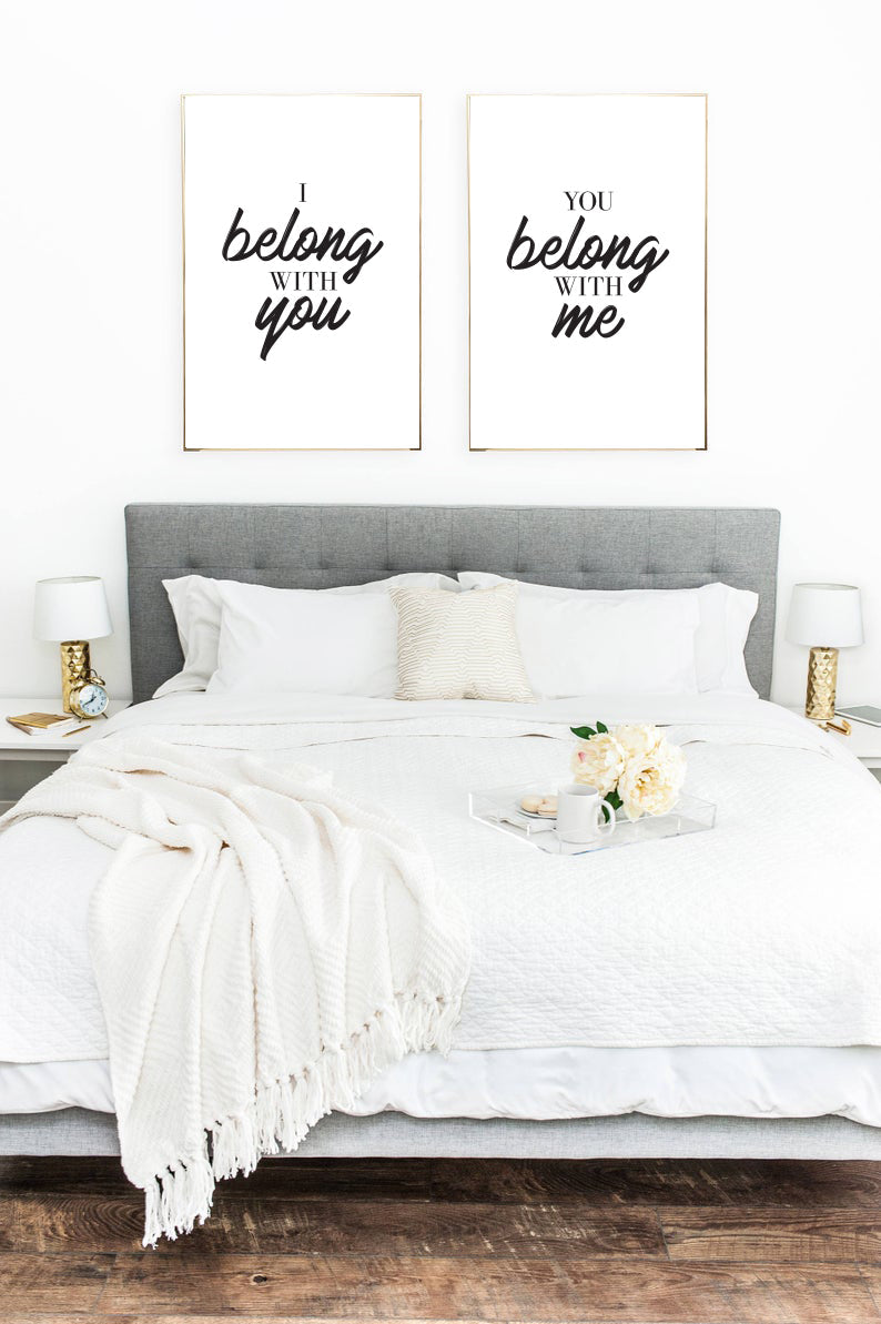 I belong With You, You Belong With Me Couple Black Set Of 2 Bedroom Prints by WinsterCreations™ Official Store