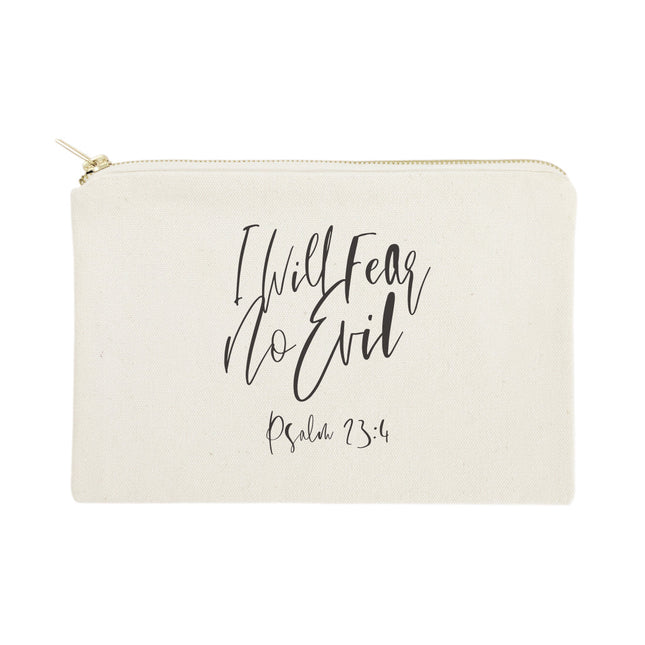 I Will Fear No Evil, Pslam 23:4 Cotton Canvas Cosmetic Bag by The Cotton & Canvas Co.