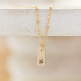 Initial Tiny Rectangle Tag Necklace by Salt and Sparkle