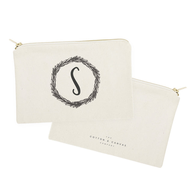 Personalized Monogram with Wreath Cosmetic Bag and Travel Make Up Pouch by The Cotton & Canvas Co.