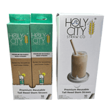 7.9" Jumbo Reed Stem Drinking Straws | Inner pack | 20 x 10ct. Boxes by Holy City Straw Company