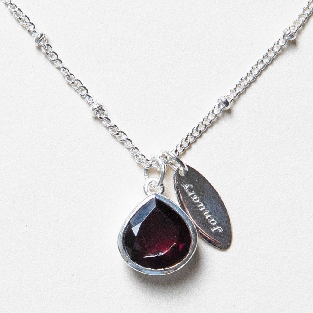 January Garnet Birthstone Necklace by Tiny Rituals