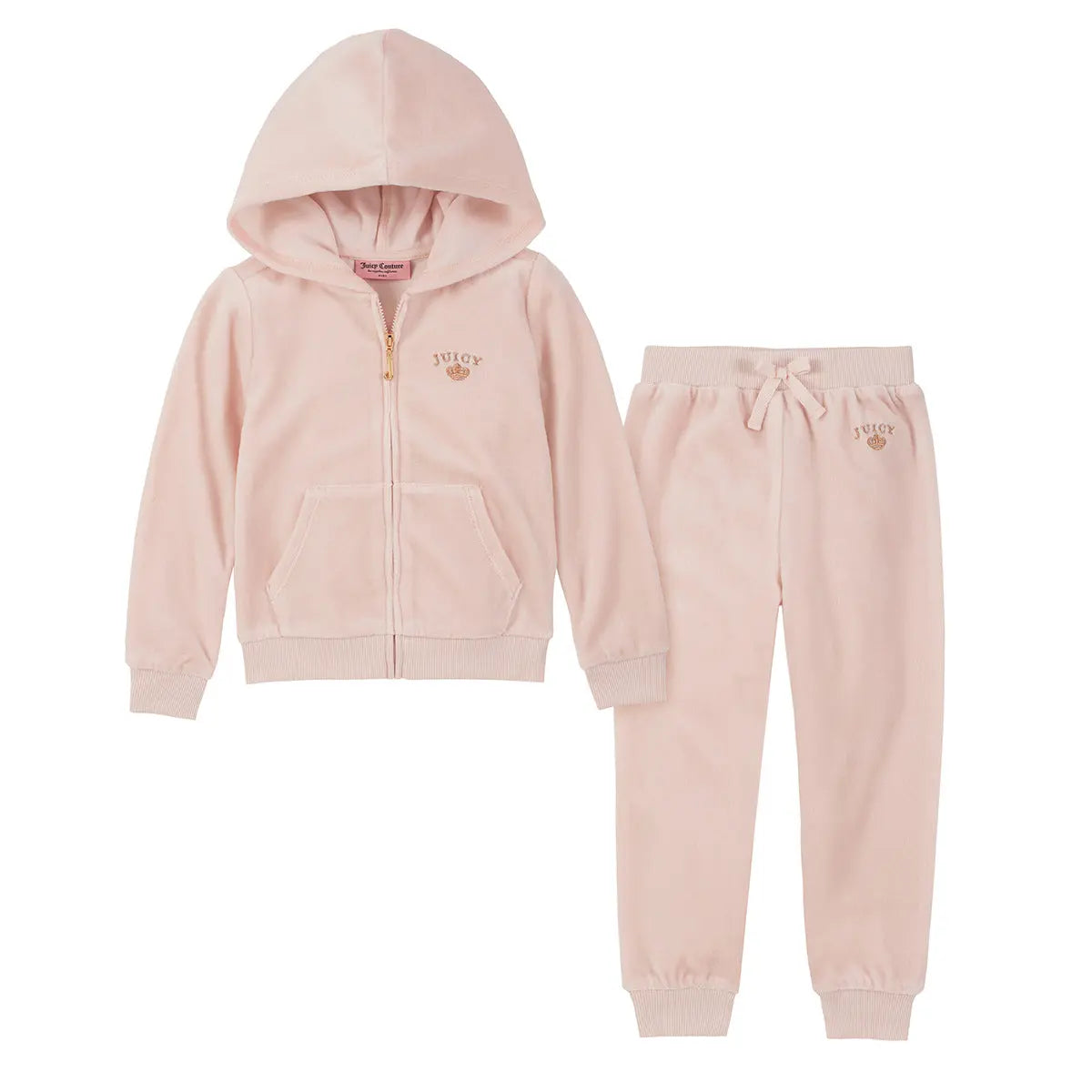 Juicy Couture Girls Baby Pink Velour Sweatsuit Set by PROOZY