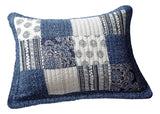 DaDa Bedding Denim Blue Elegance Floral Patchwork Farmhouse Pillow Sham (JHW660) by DaDa Bedding Collection