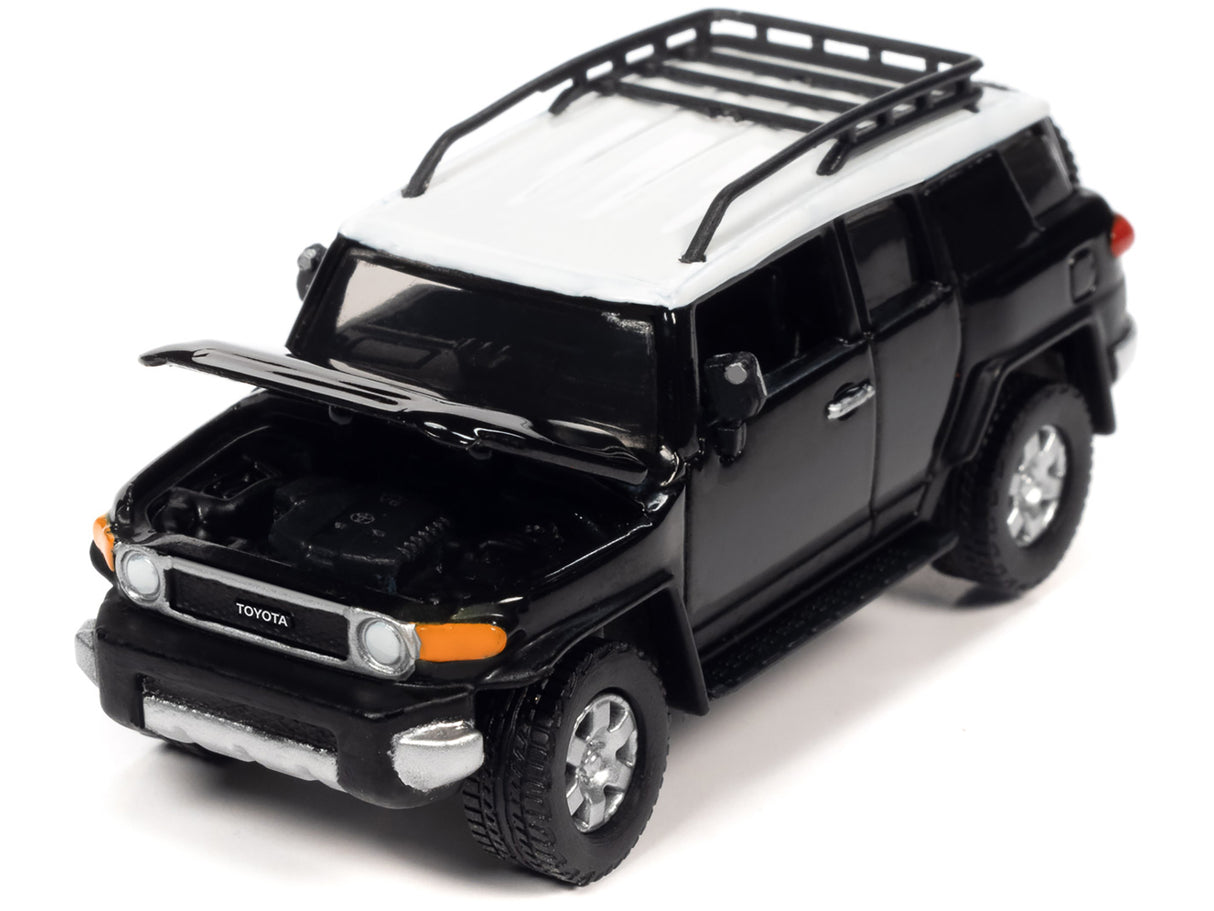 2007 Toyota FJ Cruiser Black Diamond with White Top and Roofrack "Classic Gold Collection" Series Limited Edition 1/64 Diecast Model Car by Johnny Lightning