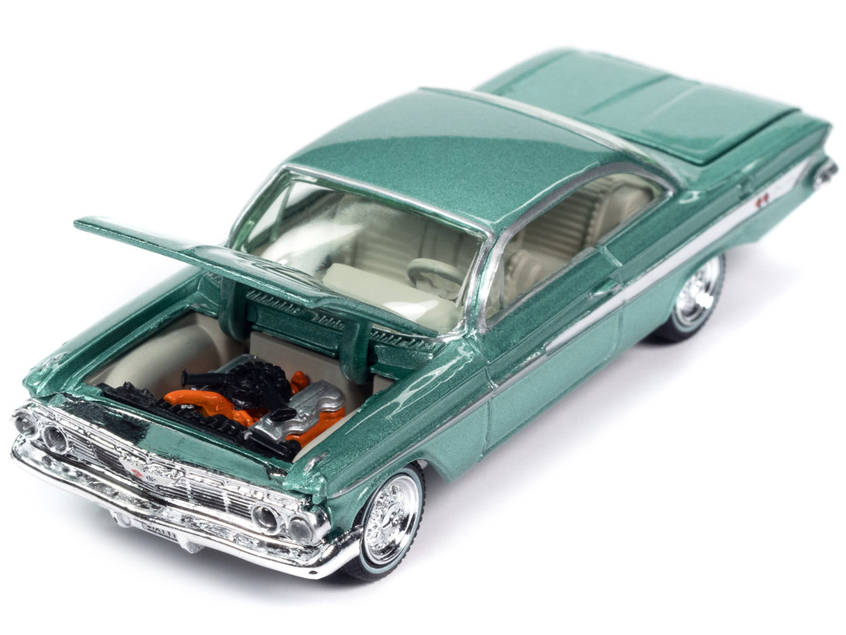 1961 Chevrolet Impala SS 409 Arbor Green Metallic with Light Green Interior "Classic Gold Collection" 2023 Release 2 Limited Edition to 3172 pieces Worldwide 1/64 Diecast Model Car by Johnny Lightning