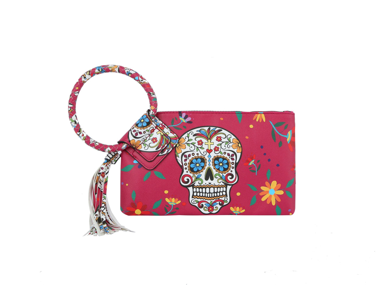 Fashion Calavera Skull Printed Wristlet Clutch by hfstylish