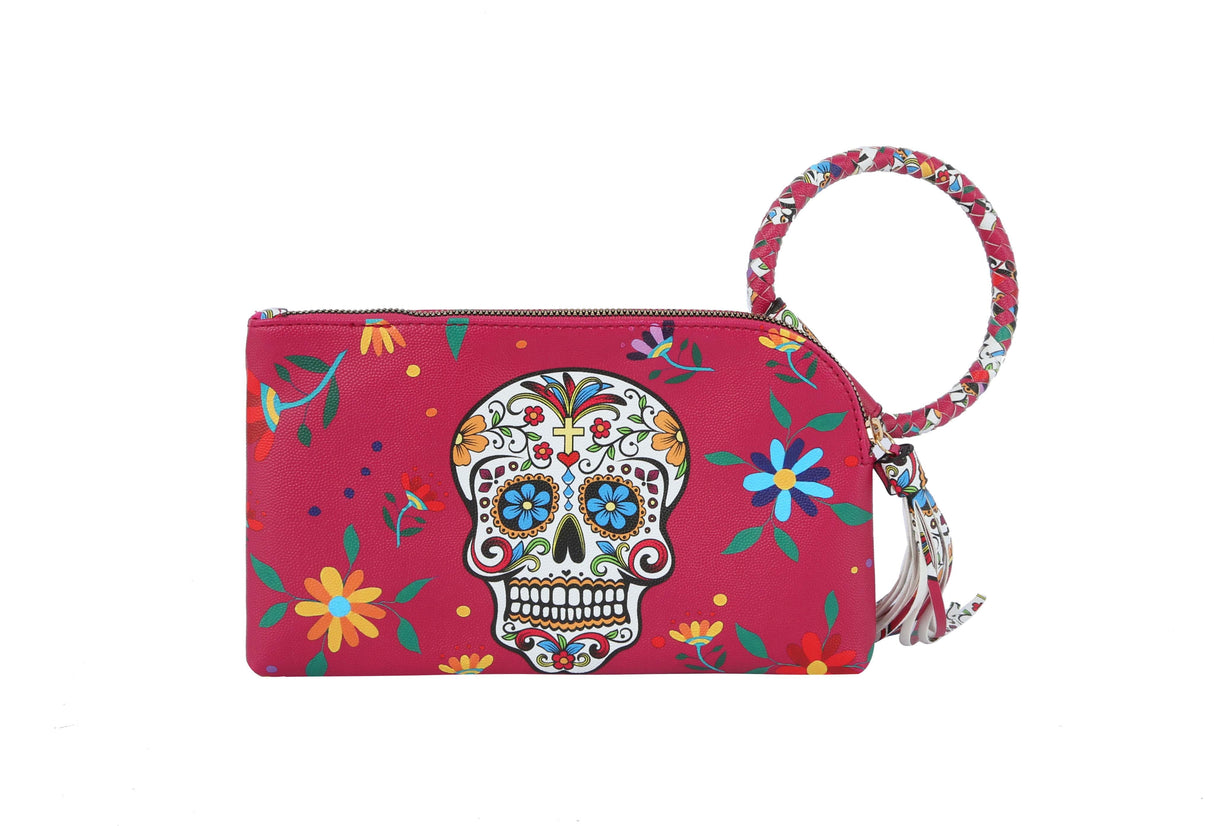 Fashion Calavera Skull Printed Wristlet Clutch by hfstylish