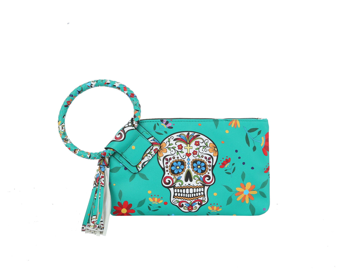 Fashion Calavera Skull Printed Wristlet Clutch by hfstylish