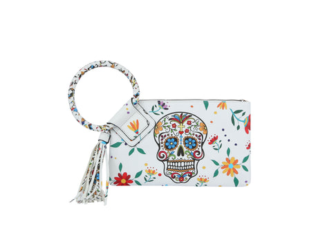 Fashion Calavera Skull Printed Wristlet Clutch by hfstylish