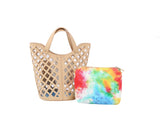 2 in 1 Tote Handbag With colorful small bag by hfstylish