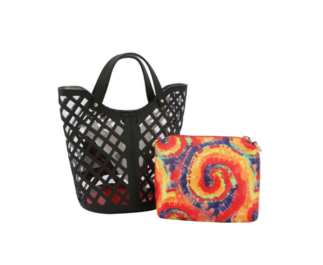 2 in 1 Tote Handbag With colorful small bag by hfstylish