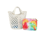 2 in 1 Tote Handbag With colorful small bag by hfstylish