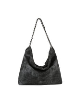 Denim large hobo tote bag with chain detail strap by Handbag Factory