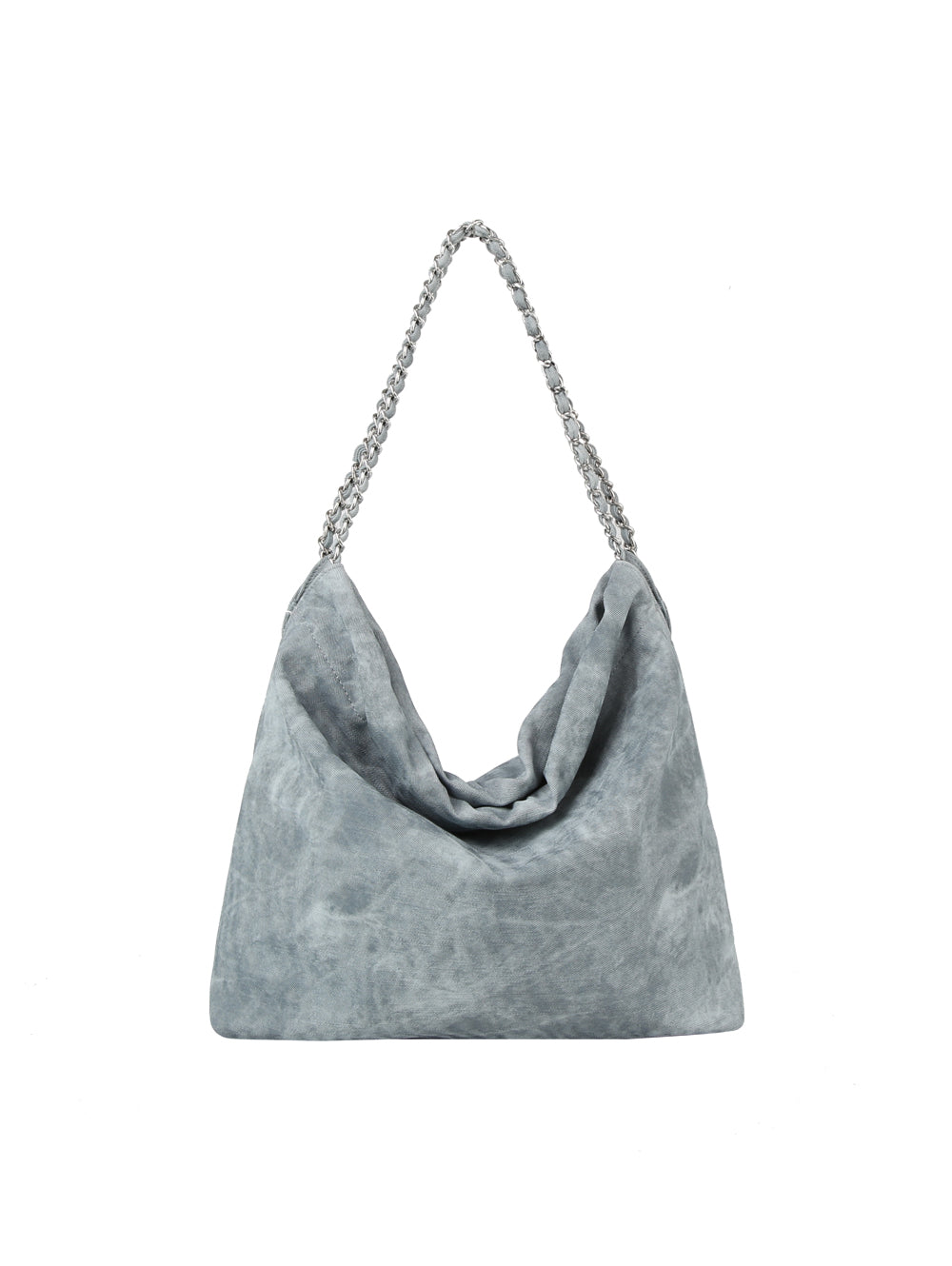 Denim large hobo tote bag with chain detail strap by Handbag Factory