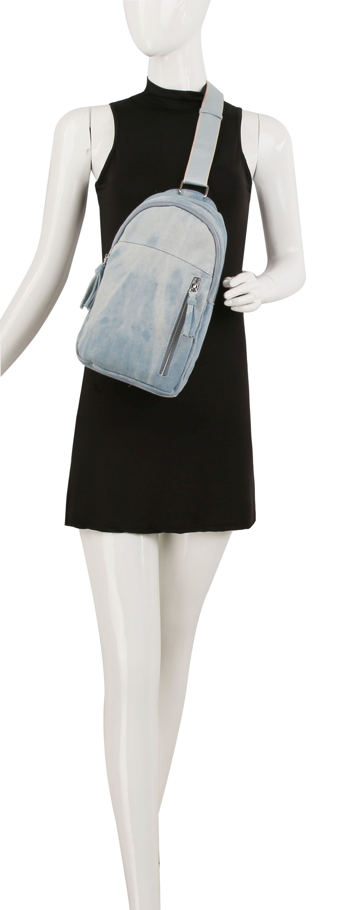 Double compartments denim Sling bag by hfstylish