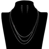 CZ Square Stone Detailed Triple Layered Jewelry Set by Madeline Love