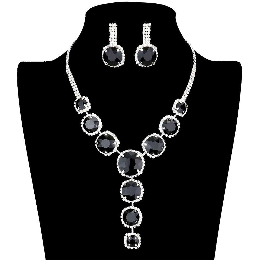 Round Stone Accented Evening Necklace Earring Set by Madeline Love