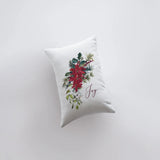 Joy Christmas Poinsettia Throw Pillow Cover | 18x12 | Joy Pillow | Home Decor | Christmas Pillowcases | Christmas tree | Christmas Gifts by UniikPillows