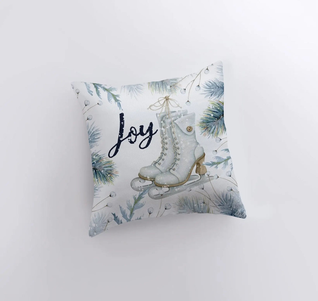 Joy Ice Skating | Throw Pillow | Joy Pillow | Home Decor | Christmas Pillow Cover | Christmas Décor | White Pillow Cover | Teacher Gift by UniikPillows