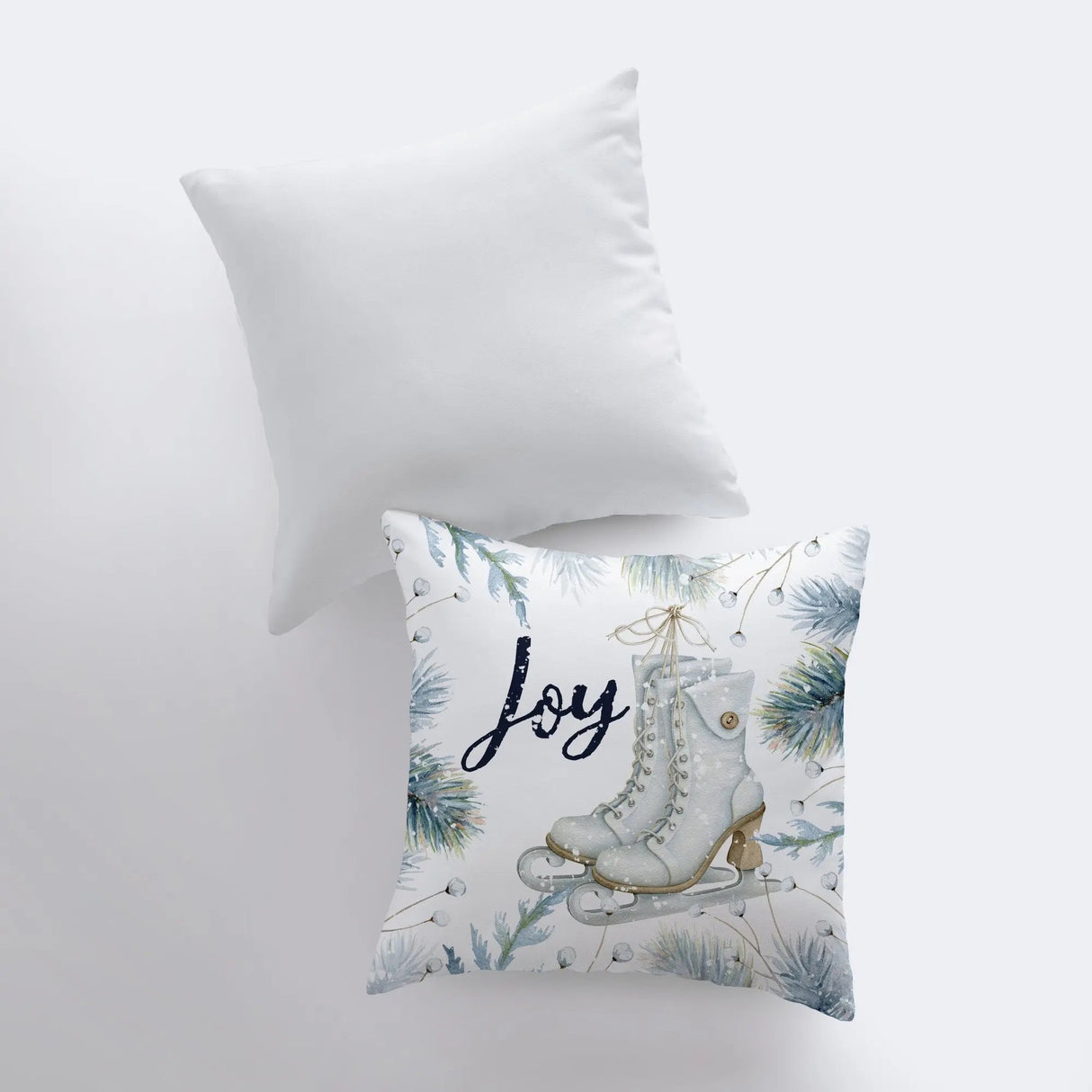 Joy Ice Skating | Throw Pillow | Joy Pillow | Home Decor | Christmas Pillow Cover | Christmas Décor | White Pillow Cover | Teacher Gift by UniikPillows