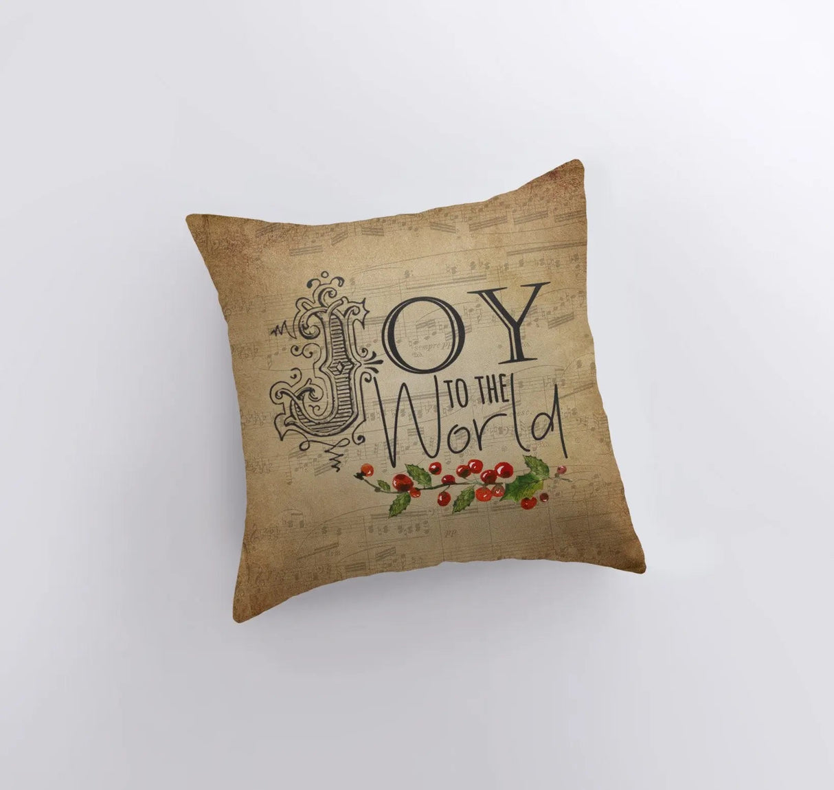 Joy to the World | Beige Throw Pillow | Joy Pillow | Home Decor | Christmas Pillowcases | Christmas Decor | Christmas tree | Christmas Gifts by UniikPillows