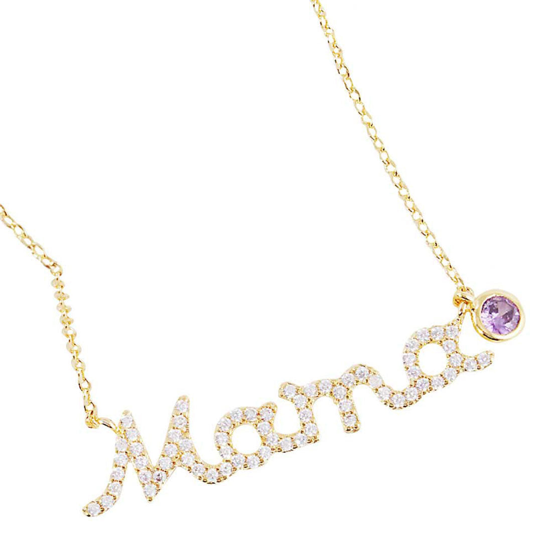 June Birthstone MAMA Message Pendant Necklace by Madeline Love