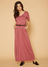 V-neck Short Sleeve Maxi Dress With Pockets by Shop at Konus