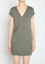 Basic Women's V-Neck Mini Wrap Dress by Shop at Konus