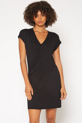 Basic Women's V-Neck Mini Wrap Dress by Shop at Konus