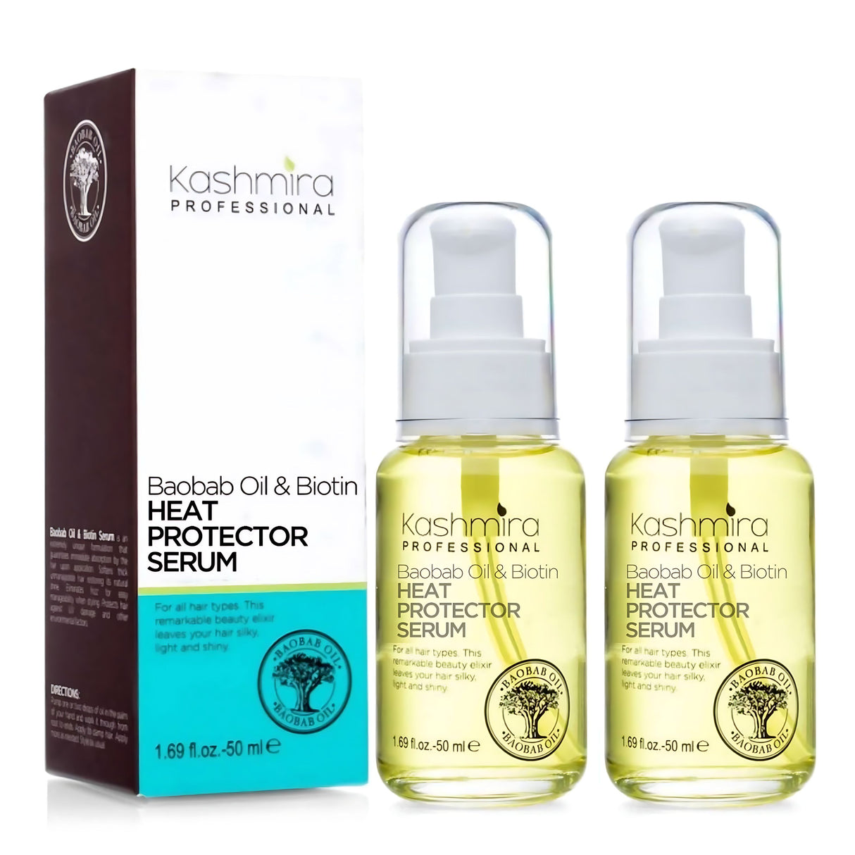 Baobab Oil & Biotin Professional Nourishing Heat Protector Serum - 2-Pack