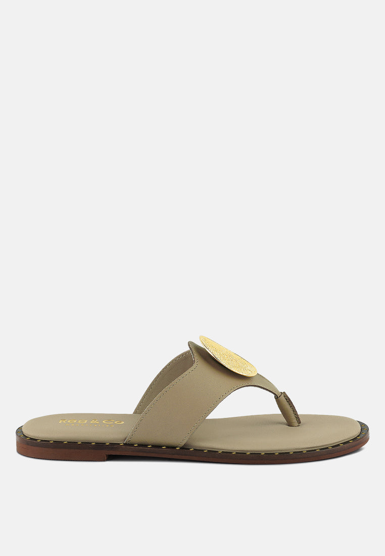 kathleen buckle embellished slip on thong sandals by London Rag