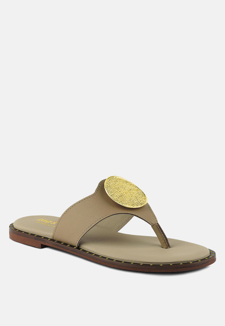 kathleen buckle embellished slip on thong sandals by London Rag