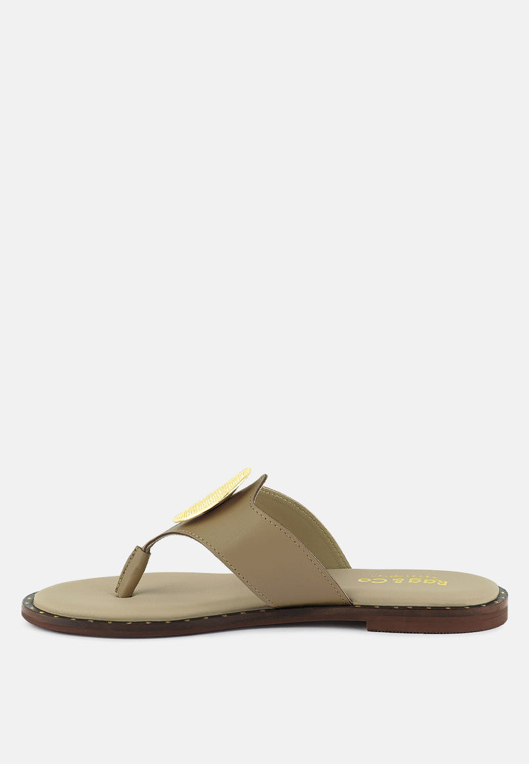 kathleen buckle embellished slip on thong sandals by London Rag