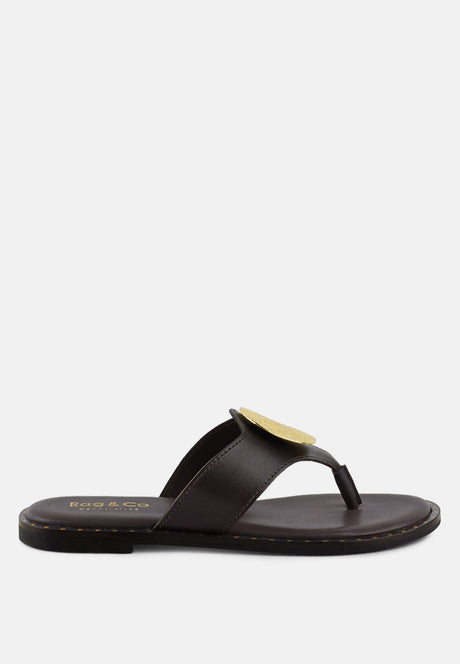 kathleen buckle embellished slip on thong sandals by London Rag