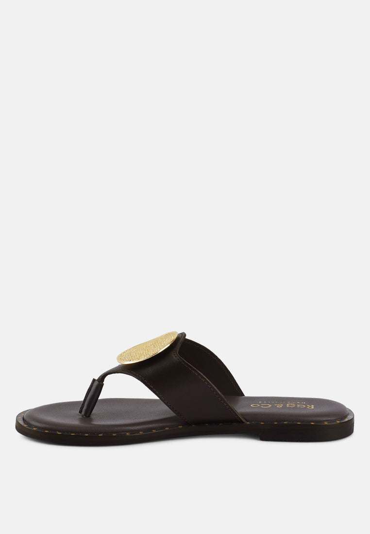 kathleen buckle embellished slip on thong sandals by London Rag