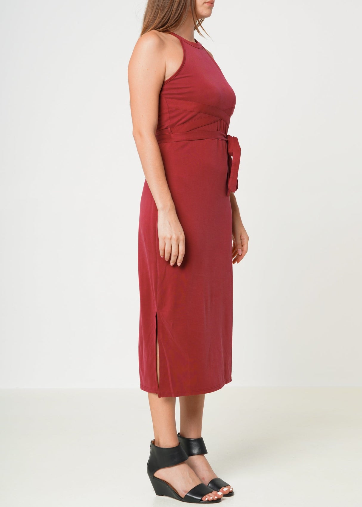 Women's Haltered Sheath Midi Dress by Shop at Konus