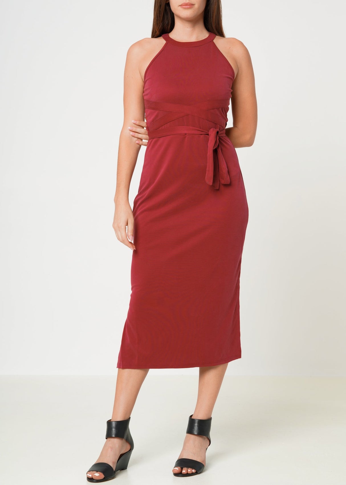 Women's Haltered Sheath Midi Dress by Shop at Konus