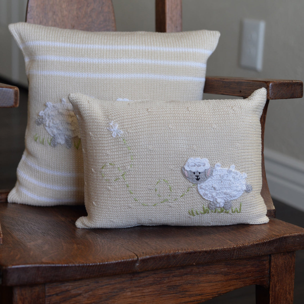 Lamb Mini Pillow, Ecru by Melange Collection