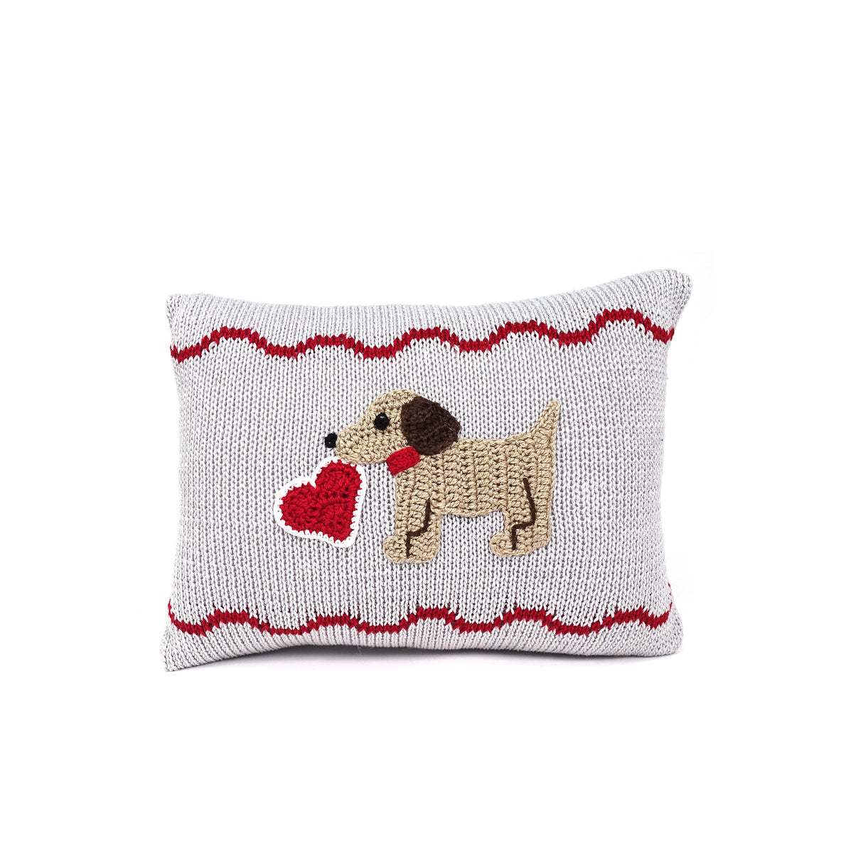 Valentine Puppy Mini Pillow, Grey by Melange Collection