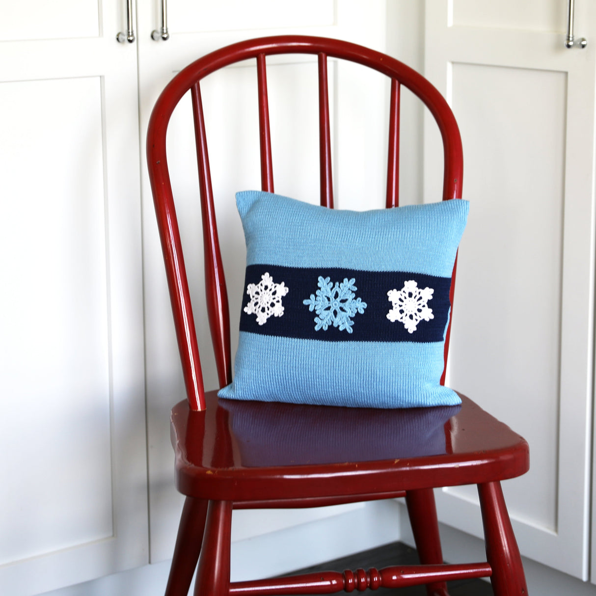 Blue Snowflake Pillow, 12" by Melange Collection