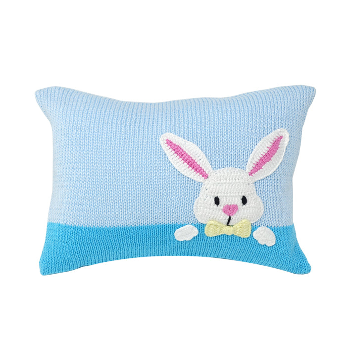 Bunny Peekaboo Mini Pillow, Blue by Melange Collection