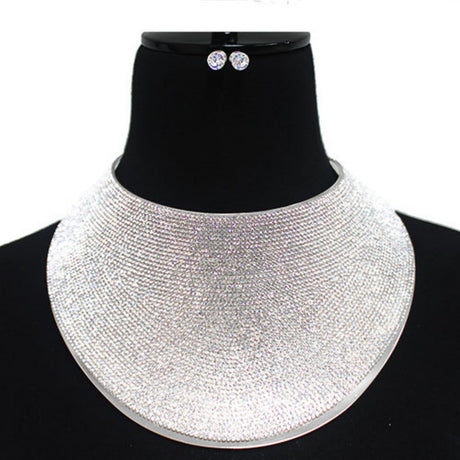 Crystal Covered Oversize Choker Necklace Set by BeyondEnvy