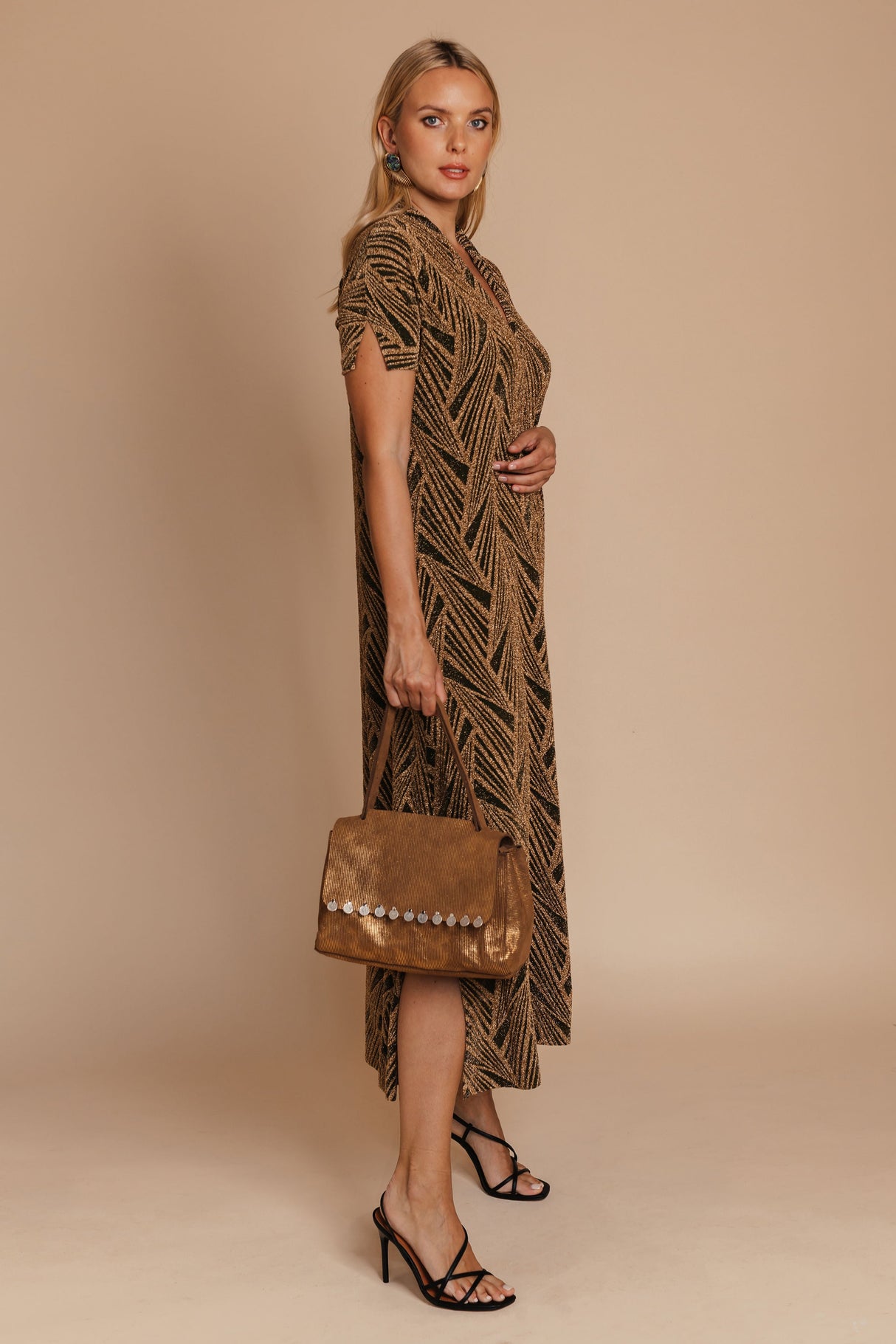 Golden Geometric Kaftan Dress by BYNES NEW YORK | Apparel & Accessories