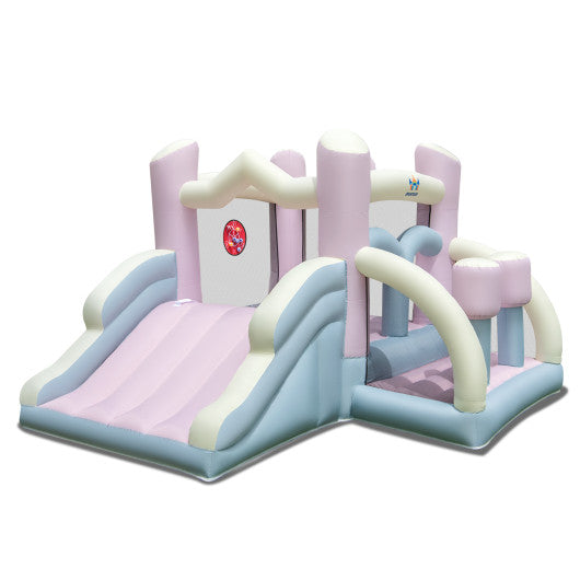 Kids Bounce House with Slide and 2 Boxing Columns Bouncy Castle for Party without Blower