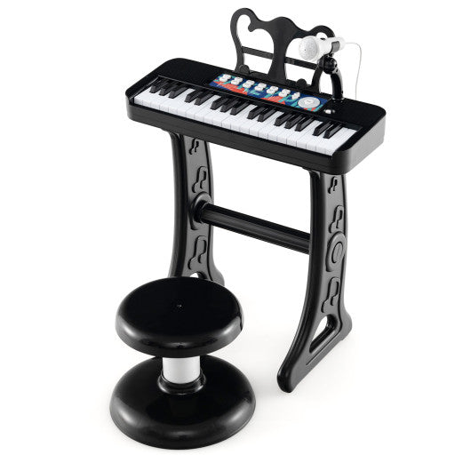 Kids Piano Keyboard 37-Key Kids Toy Keyboard Piano with Microphone for 3+ Kids-Black