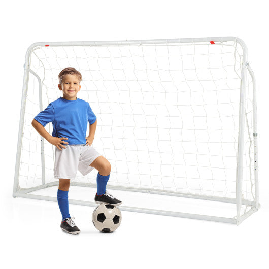 2-in-1 Kids Soccer Rebounder and Soccer Goal with Adjustable Height-White