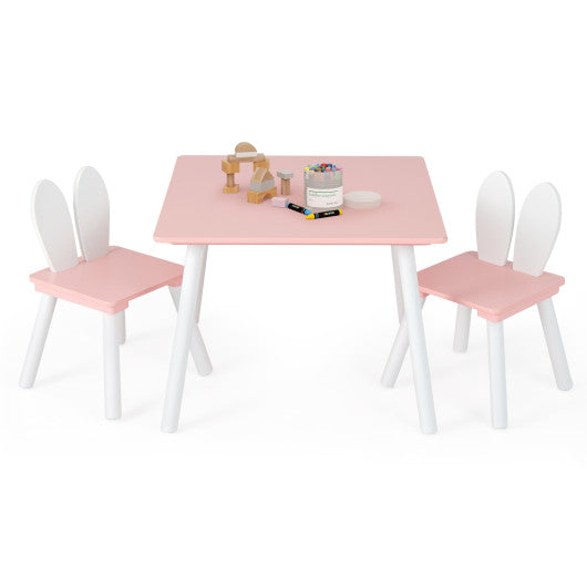 3 Pieces Kids Table and Chairs Set for Arts Crafts Snack Time-Pink