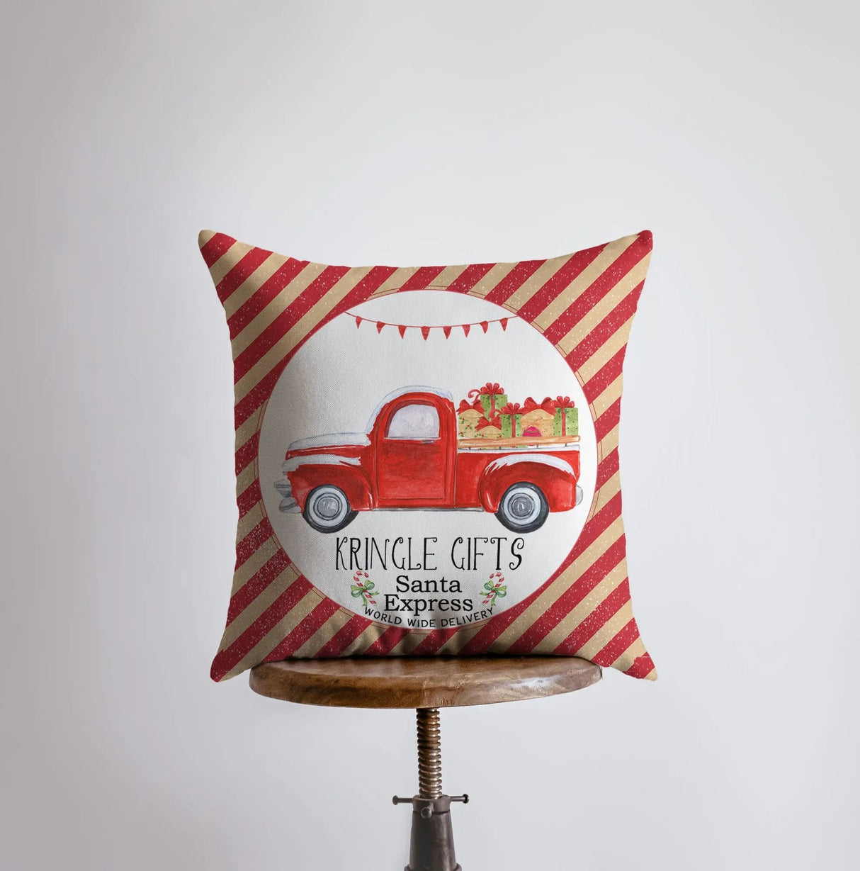 Kringle Gifts | Red Christmas Truck | Pillow Cover | Christmas Decor | Throw Pillow | Home Decor | Primitive Decor | Primitive Christmas Decor by UniikPillows